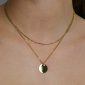 Collier double rang avec médaille à personnaliser en acier inoxydable doré
