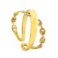 Bague ajustable rangs entrelacés maille marine en acier inoxydable doré