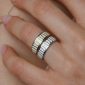 Bague ajustable motif émail blanc en acier inoxydable argenté