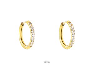 Créoles rehaussées d'oxydes de zirconium en acier inoxydable doré