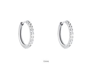 Créoles rehaussées d'oxydes de zirconium en acier inoxydable argenté