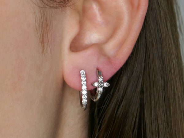 Créoles trèfle OZ en acier inoxydable argenté