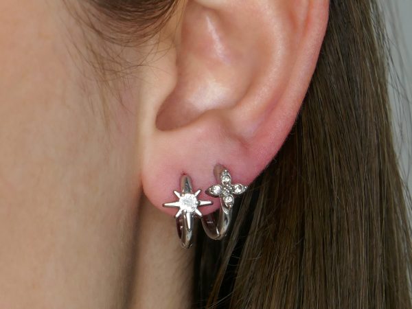 Créoles trèfle OZ en acier inoxydable argenté