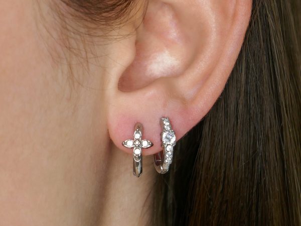 Créoles trèfle OZ en acier inoxydable argenté