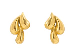 Boucles d'oreilles gouttes d'eau en acier inoxydable doré
