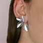 Boucles d'oreilles feuilles bohème en acier inoxydable argenté