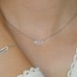Collier trombone oxydes de zirconium et cœur nacre en acier inoxydable argenté