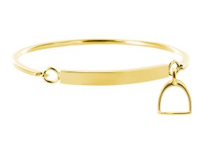 Jonc gourmette étrier en acier inoxydable doré à personnaliser