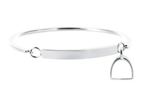 Jonc gourmette étrier en acier inoxydable argenté à personnaliser