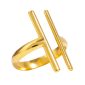 Bague ajustable double barre en acier inoxydable doré