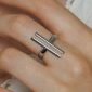 Bague ajustable double barre en acier inoxydable argenté