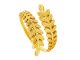 Bague ajustable feuilles en acier inoxydable doré