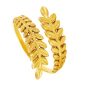Bague ajustable feuilles en acier inoxydable doré