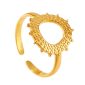 Bague ajustable soleil en acier inoxydable doré