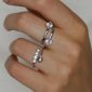 Bague ajustable amour étincelant en acier inoxydable argenté