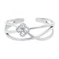 Bague ajustable trèfle en acier inoxydable argenté