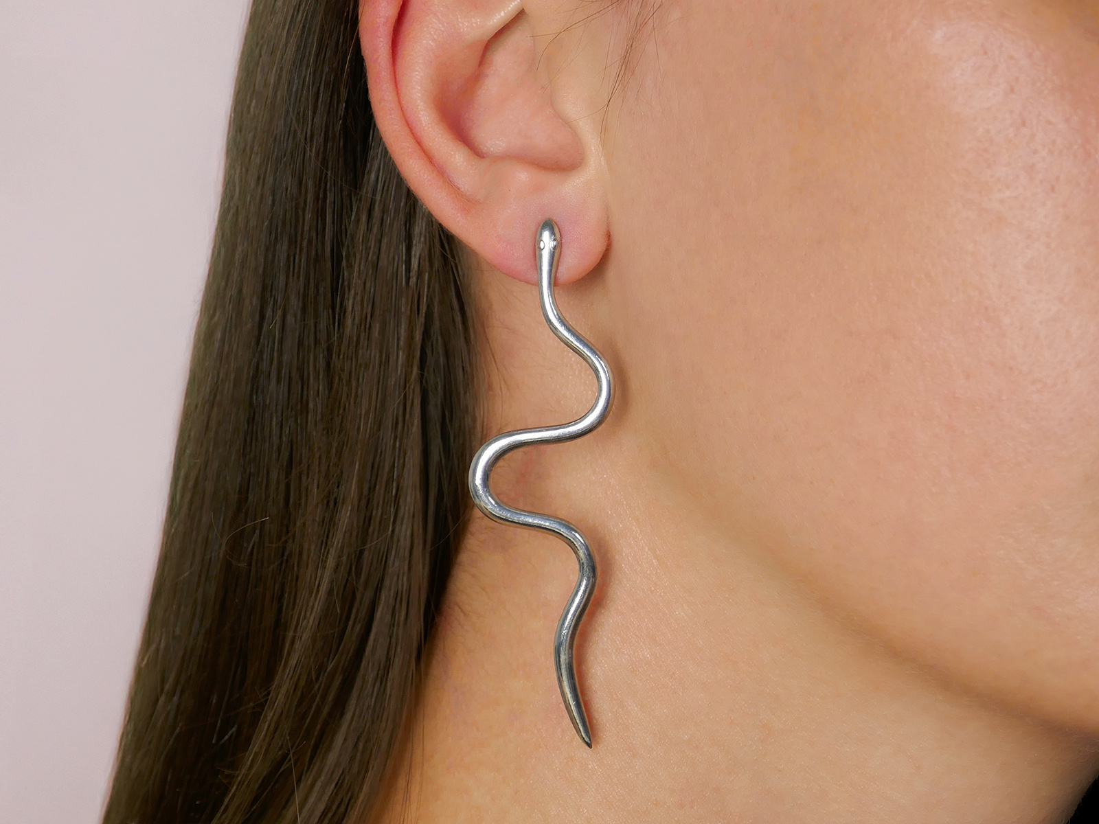 Boucles d'oreilles serpent en acier inoxydable argenté