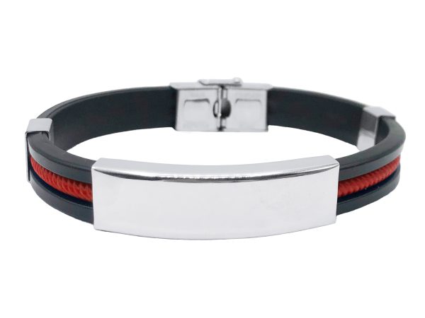 Bracelet homme silicone et acier à personnaliser