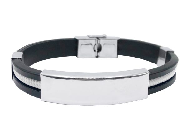 Bracelet homme silicone et acier à personnaliser