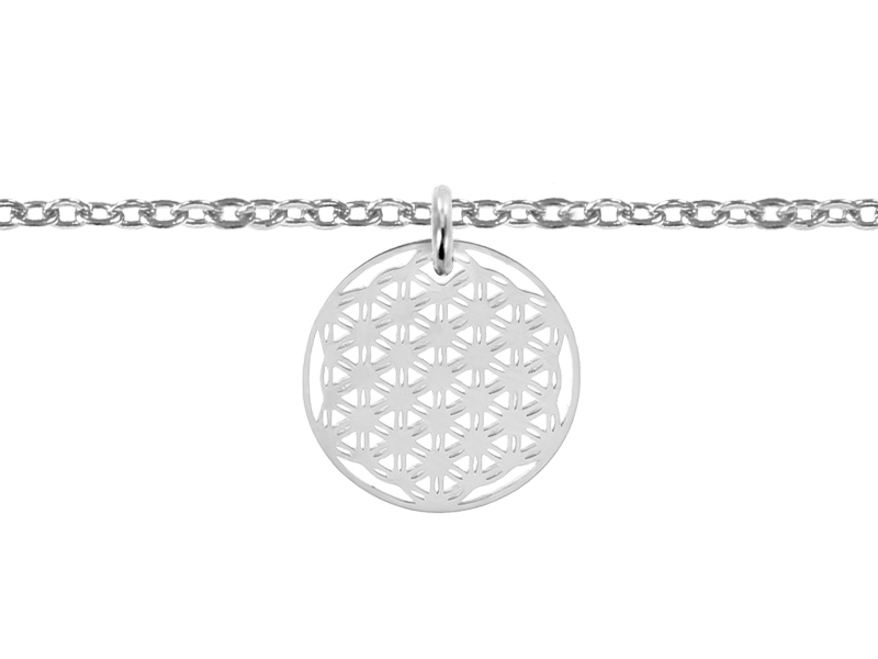 Chaine de cheville Fleur de vie acier 15mm