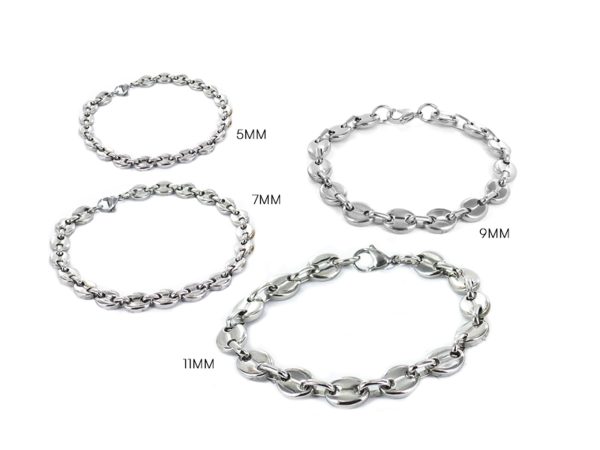 Bracelet maille grain de café en acier inoxydable