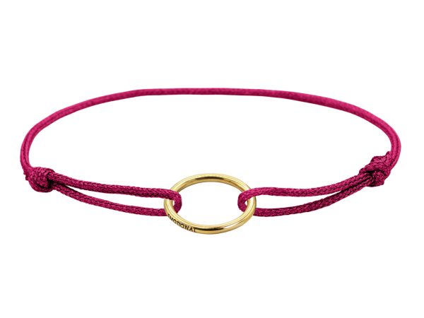 Bracelet ajustable cordon pailleté avec pendentif cercle en acier inoxydable doré