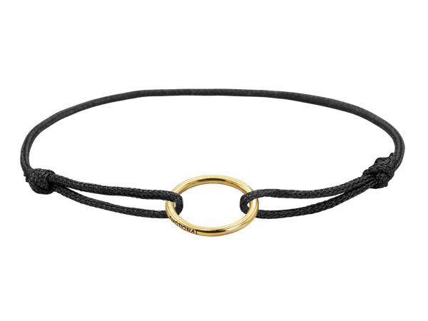 Bracelet ajustable cordon pailleté avec pendentif cercle en acier inoxydable doré