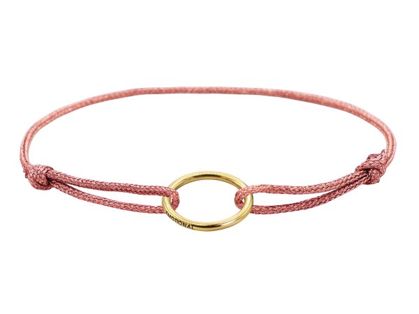 Bracelet ajustable cordon pailleté avec pendentif cercle en acier inoxydable doré