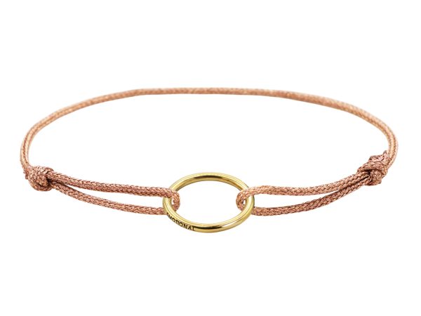 Bracelet ajustable cordon pailleté avec pendentif cercle en acier inoxydable doré