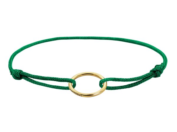 Bracelet ajustable cordon pailleté avec pendentif cercle en acier inoxydable doré