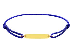 Bracelet ajustable cordon pailleté avec plaque rectangulaire à personnaliser en acier inoxydable doré
