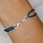 Bracelet ajustable cordon pailleté avec pendentif mors en acier inoxydable argenté