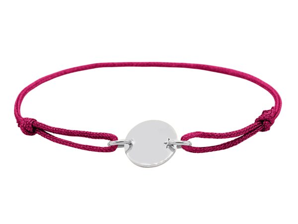 Bracelet ajustable cordon pailleté avec médaille ronde étoile ajourée à personnaliser en acier inoxydable argenté