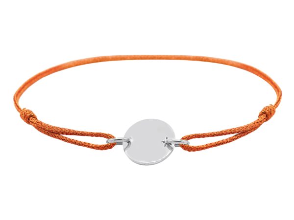 Bracelet ajustable cordon pailleté avec médaille ronde étoile ajourée à personnaliser en acier inoxydable argenté