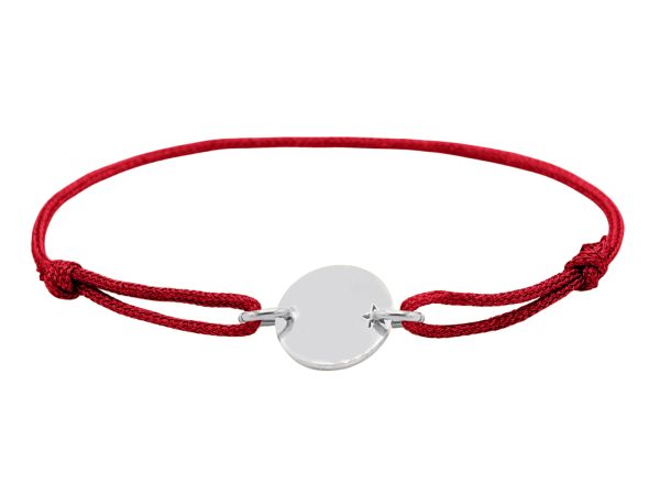 Bracelet ajustable cordon pailleté avec médaille ronde étoile ajourée à personnaliser en acier inoxydable argenté