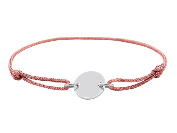 Bracelet ajustable cordon pailleté avec médaille ronde étoile ajourée à personnaliser en acier inoxydable argenté