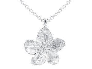 Collier fleur en acier inoxydable argenté