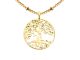 Collier maille boule alternée en acier et grand arbre de vie doré 20mm