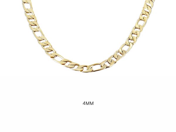 Chaine maille figaro acier doré