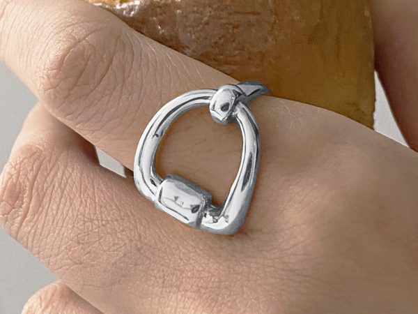 Bague ajustable étrier en acier inoxydable argenté