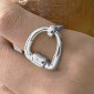 Bague ajustable étrier en acier inoxydable argenté