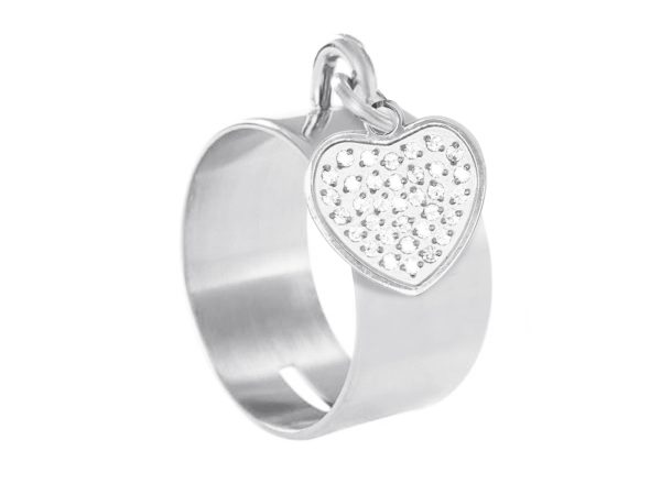 Bague tube cœur oxydes de zirconium blancs en acier inoxydable argenté