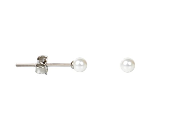 Boucles d'oreilles perles de nacre blanche en acier inoxydable argenté