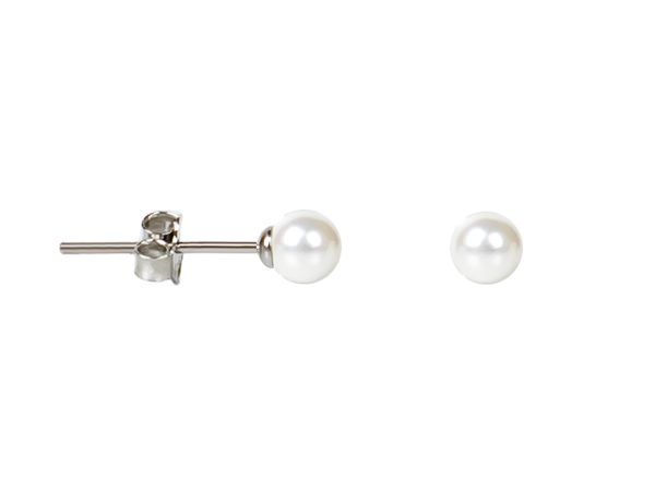 Boucles d'oreilles perles de nacre blanche en acier inoxydable argenté