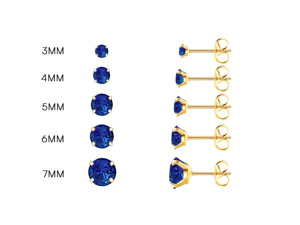 BOSOLBL-GOLD.jpg Boucles d'oreilles "Solitaire" bleu saphir en acier inoxydable doré