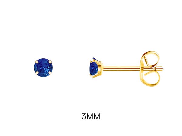 Boucles d'oreilles "Solitaire" bleu saphir en acier inoxydable doré