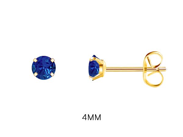 Boucles d'oreilles "Solitaire" bleu saphir en acier inoxydable doré