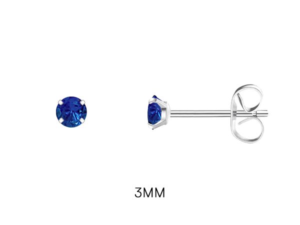 Boucles d'oreilles "Solitaire" bleu saphir en acier inoxydable argenté