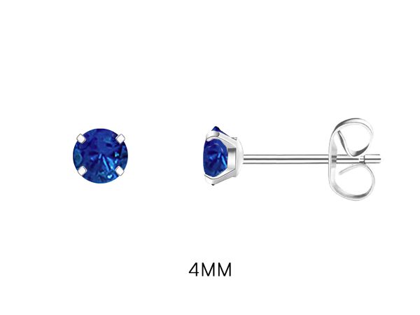 Boucles d'oreilles "Solitaire" bleu saphir en acier inoxydable argenté