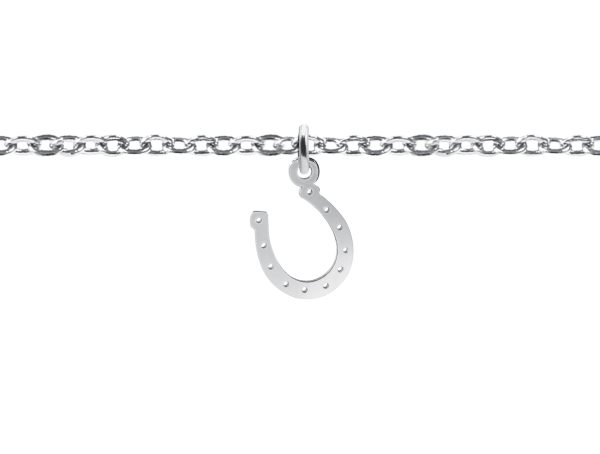 Bracelet chaînette agrémenté d'une pampille fer à cheval en acier inoxydable argenté